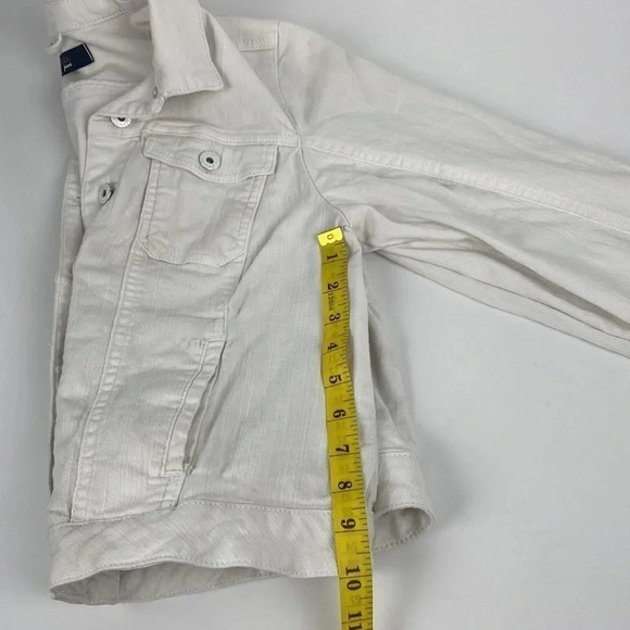 2/$25White button up fitted white denim  cropped Y2K mini jean jacket sz medium - Picture 7 of 17
